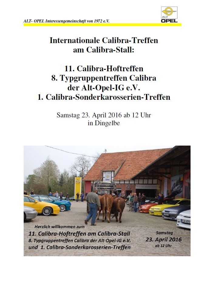 Calibra-Hoftreffen am 23. April 2016