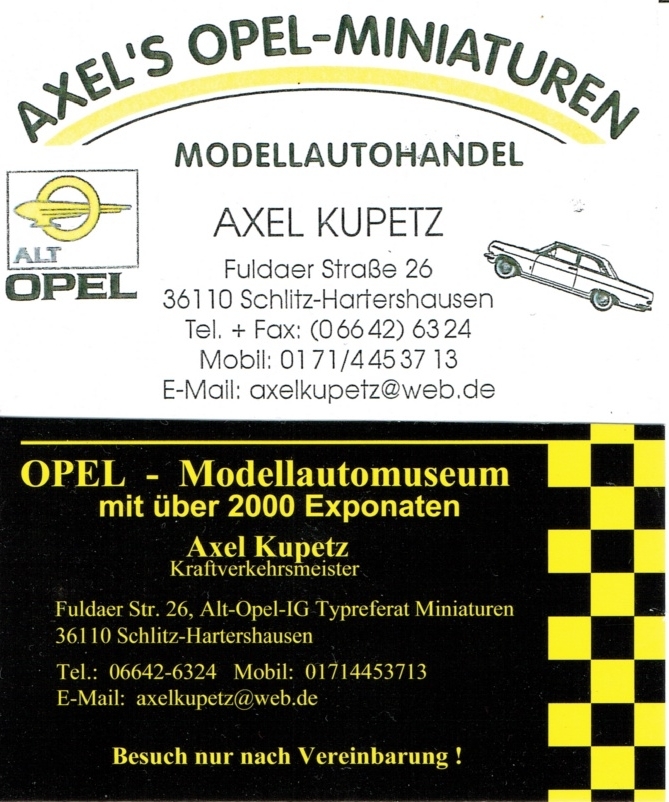 Axel's Opel-Miniaturen