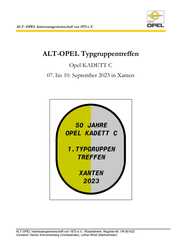 ALT-OPEL Typgruppentreffen Opel KADETT C 07. bis 10. September 2023 in Xanten