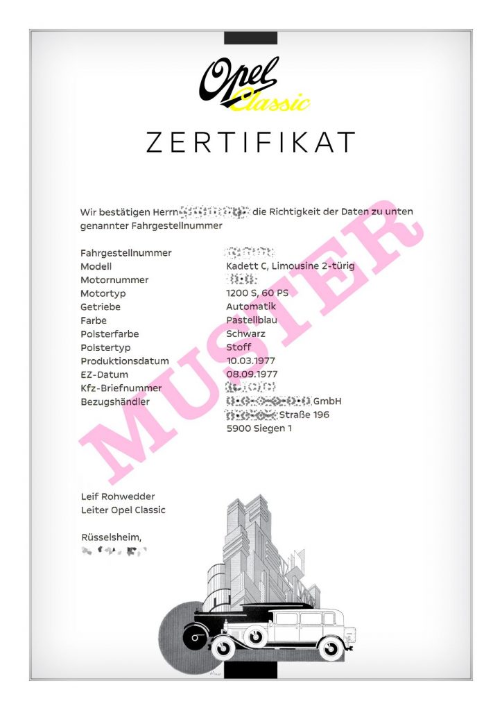 Opel Classic-Zertifikat